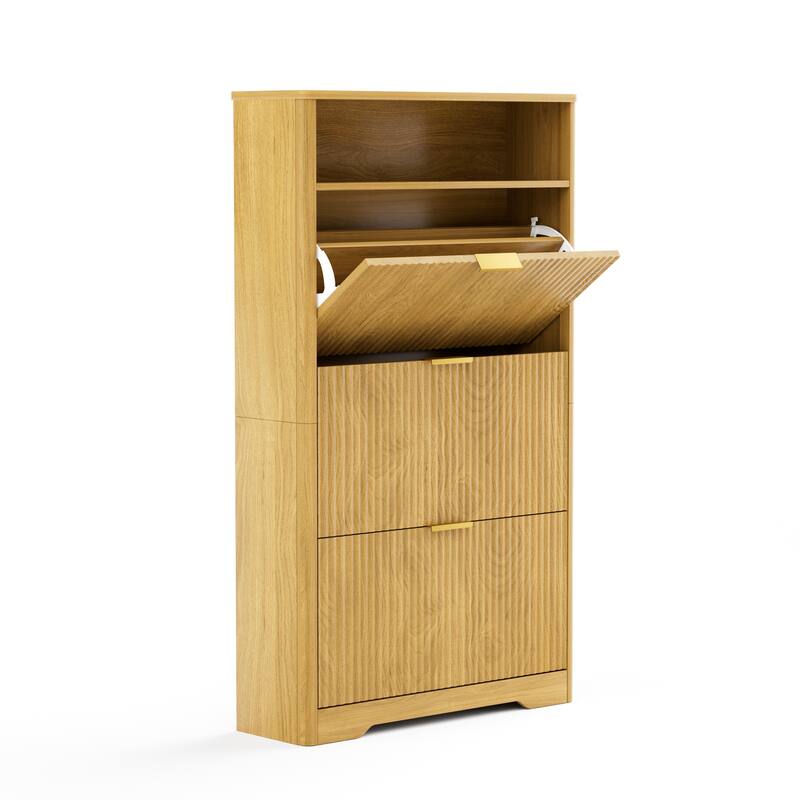 54.4" Tall Shoe Cabinet with 3 Flip Doors, Large Capacity Hallway Organizer