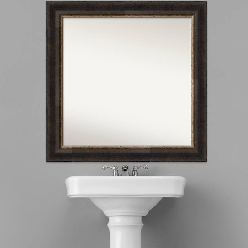 Non-Beveled Bathroom Wall Mirror - Varied Black Frame - Varied Black
