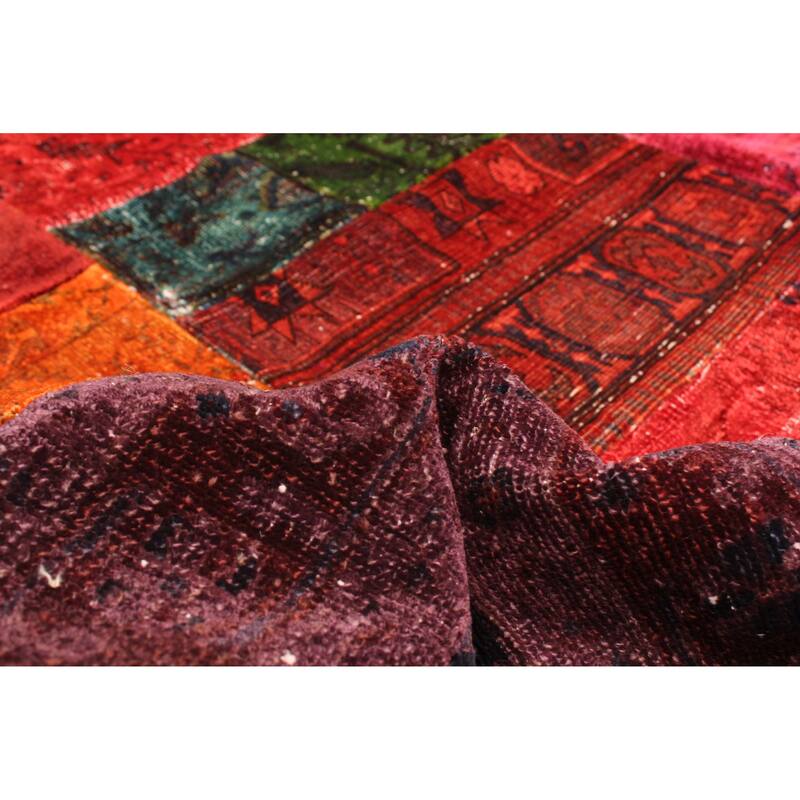 ECARPETGALLERY Hand-knotted Color Transition Patchwork Red Wool Rug - 5'5 x 8'3