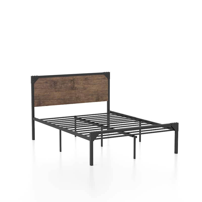 Furniture of America Aramana Industrial Two-tone Steel Platform Bed - Dark Brown - Full