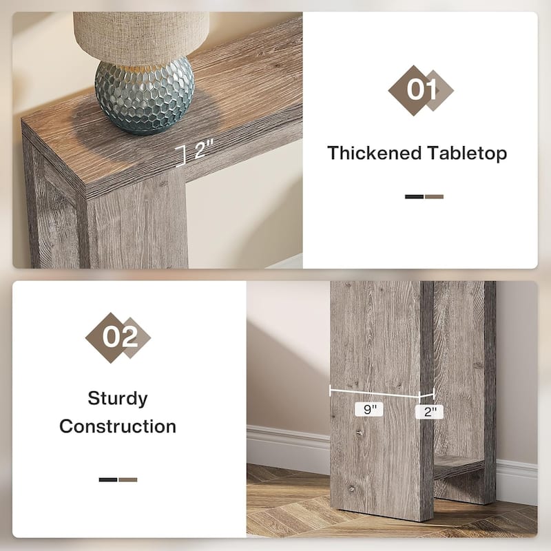 Farmhouse Console Table Rustic Wood Entryway Sofa Hallway Foyer Table 70 Inch - 70.9" x 11.8" x 33.5"