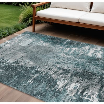 HomeRoots Abstract Transitional Rectangle Outdoor Rug