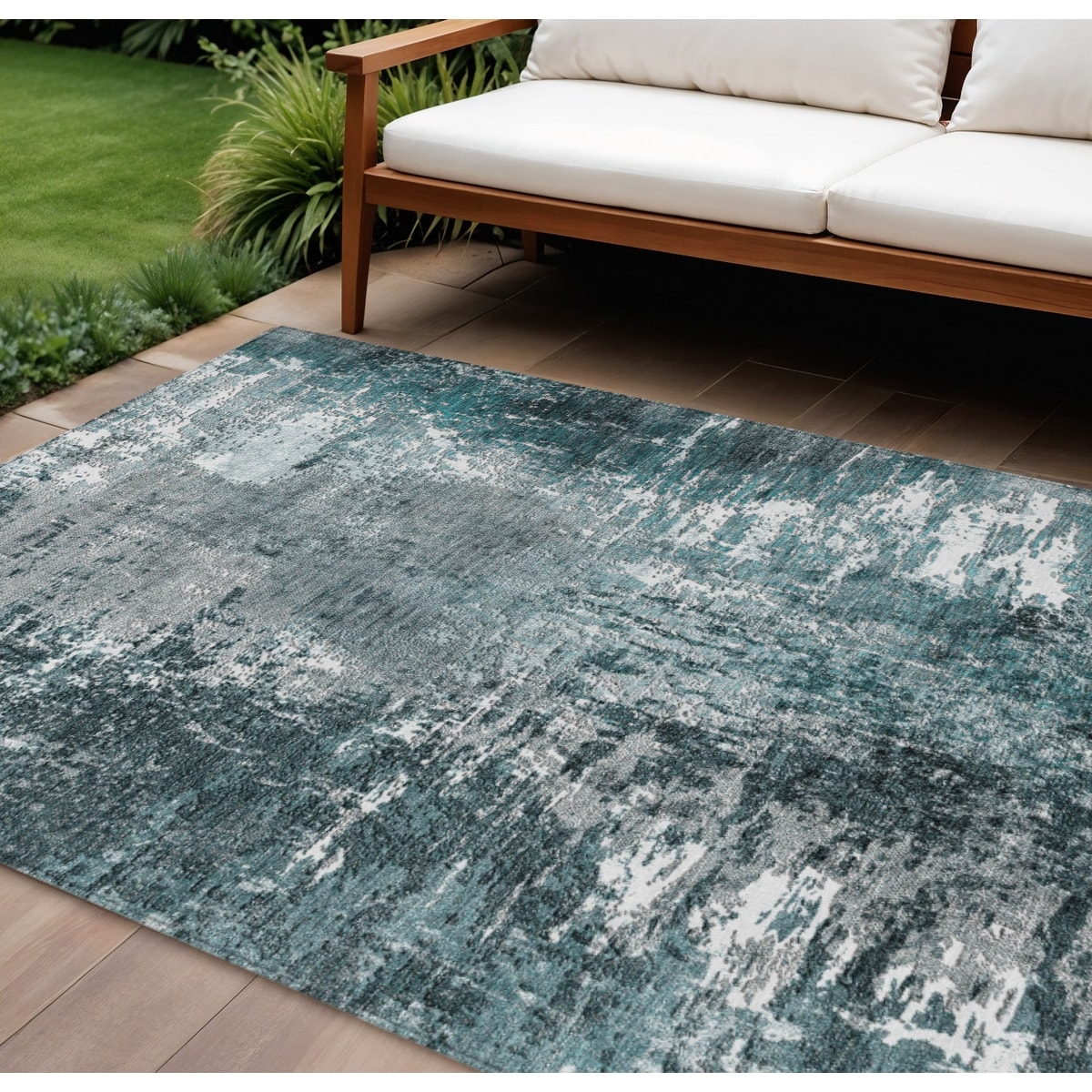 HomeRoots Abstract Transitional Rectangle Outdoor Rug