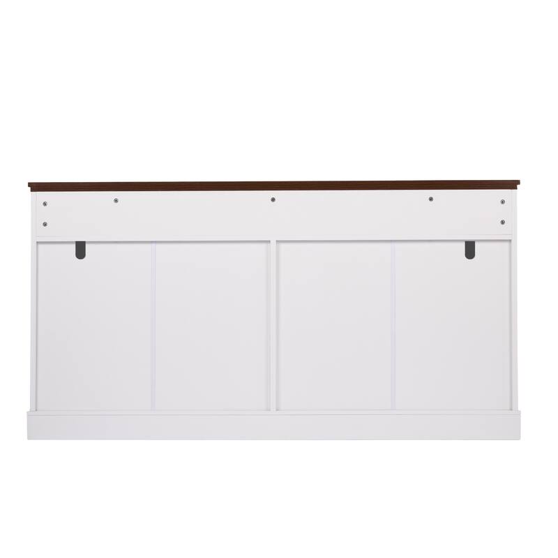 63 Inch Farmhouse Barn Door Storage Cabinet with 2 Drawers, Door Rack & Adjustable Shelves