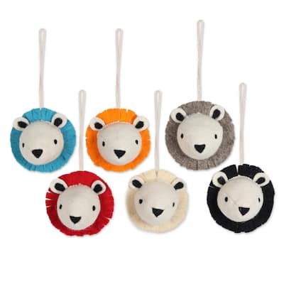 Novica Handmade Jingle From The Jungle Wool Felt Ornaments (Set Of 6)