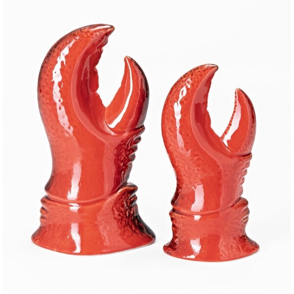 Set of 2 Bright Orange Glossy Finished Lobster Claws Tabletop Decors 8" - N/A