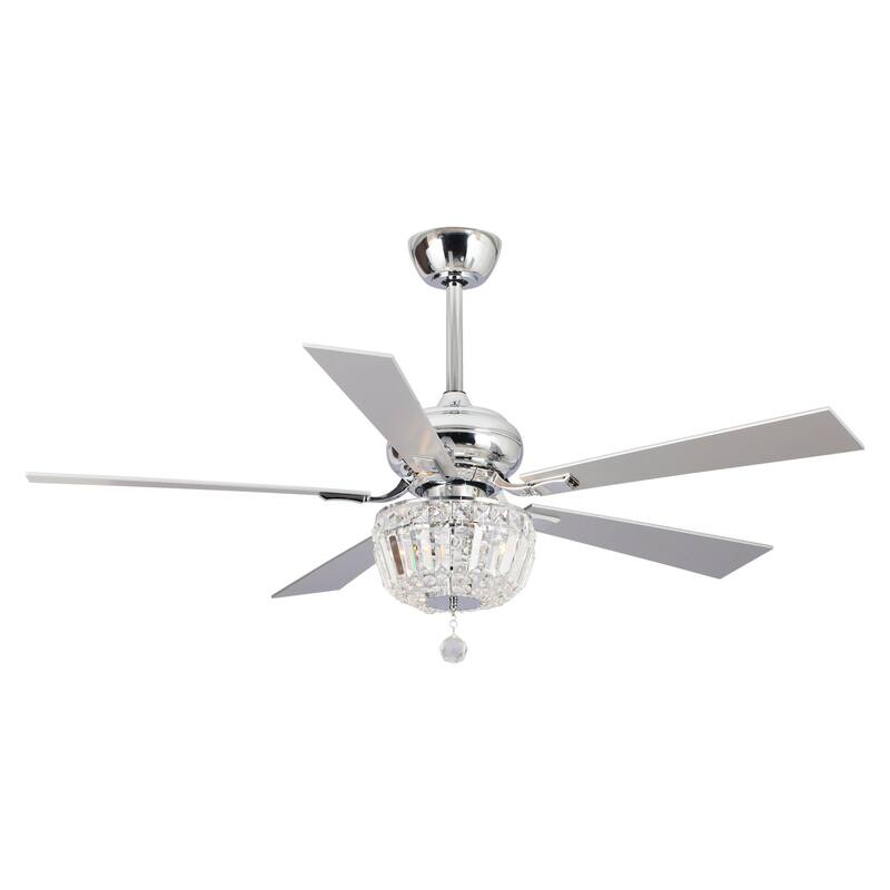 52-inch Chrome 2-Light Crystal Ceiling Fan with Remote