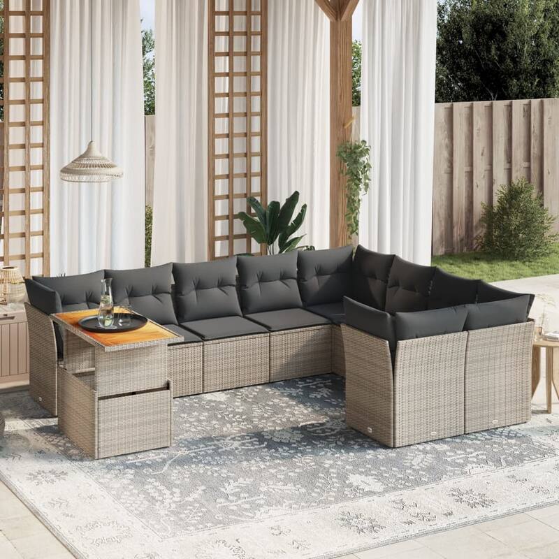vidaXL Garden Sofa Set - 21.7 x 39.4 x 28.7 - Grey - form3