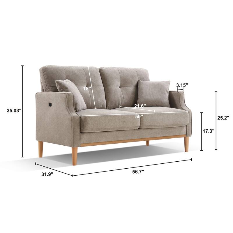 Living Space sofa With Waterproof Fabric and USB Charge port - Cream - 56.7