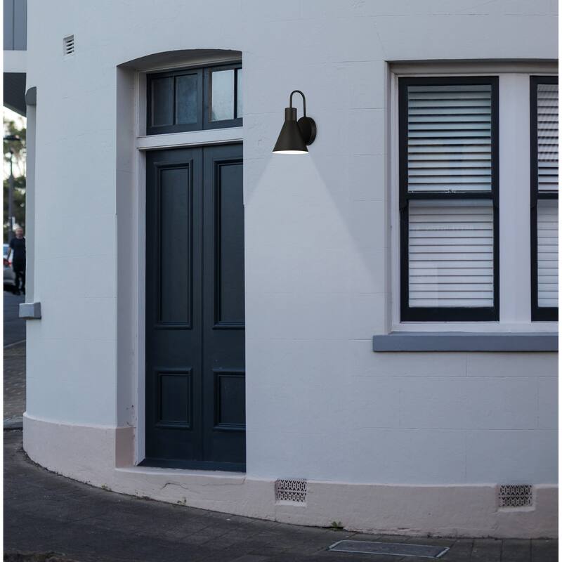 Solano Outdoor LED Wall Mount - Round Backplate - Cone Shade - Black