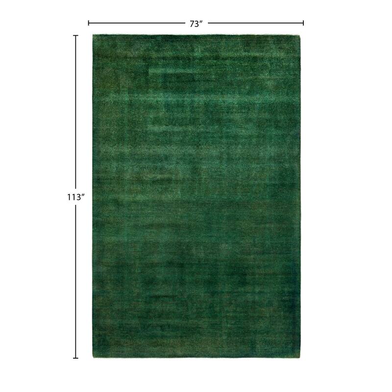 Overdyed One-of-a-Kind Hand-Knotted Area Rug - Green - 6' 1" x 9' 5"
