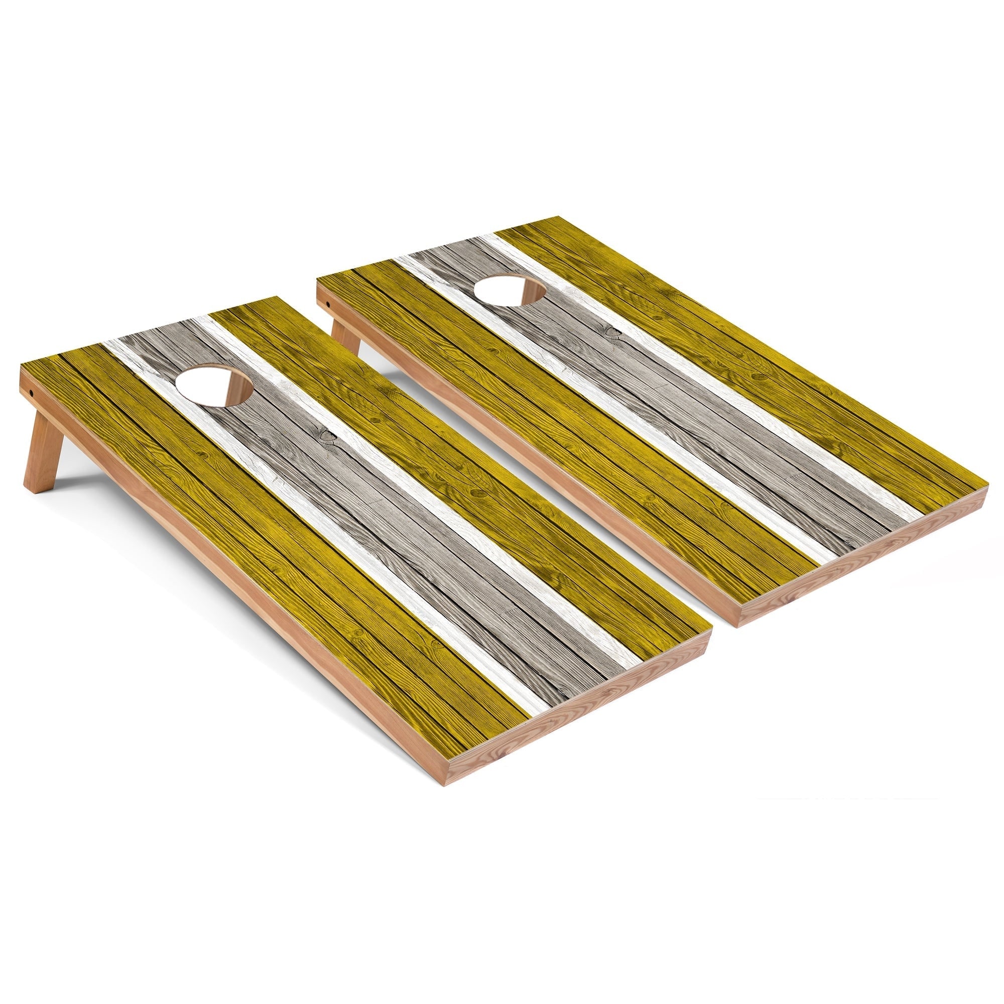 Yellow Striped Premium Cornhole Boards with Carry Case