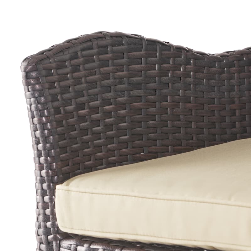 Fairfax Outdoor Wicker Swivel Armed Cushion Barstool by Christopher Knight Home