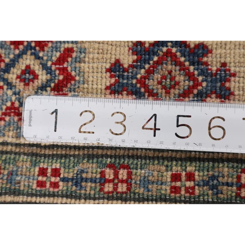 Blue Kazak Oriental Area Rug Handmade Floral Wool Carpet - 4'11" x 6'10"