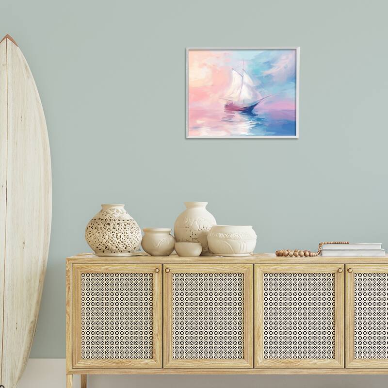 Stupell Soft Pastel Sea Vessel Framed Giclee Art Design By Arlington Prints