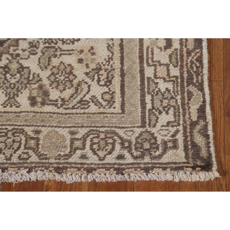 Hamedan Persian Vintage Runner Rug Handmade Geometric Wool Carpet - 3'3" x 9'9"
