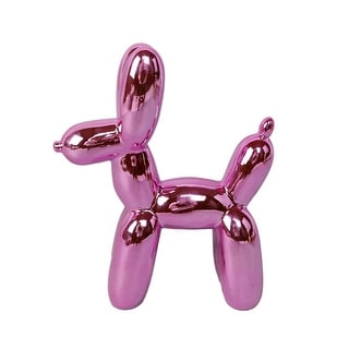 11"H Ceramic Ballon Dog ,Metalic Pink
