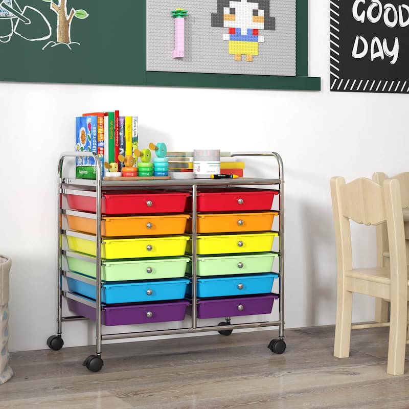 Costway 12 Drawers Rolling Cart Storage Scrapbook Paper Studio - See Details