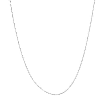 Curata 10k White Gold 0.65mm Diamond Cut Cable Chain Necklace (Spring Ring)