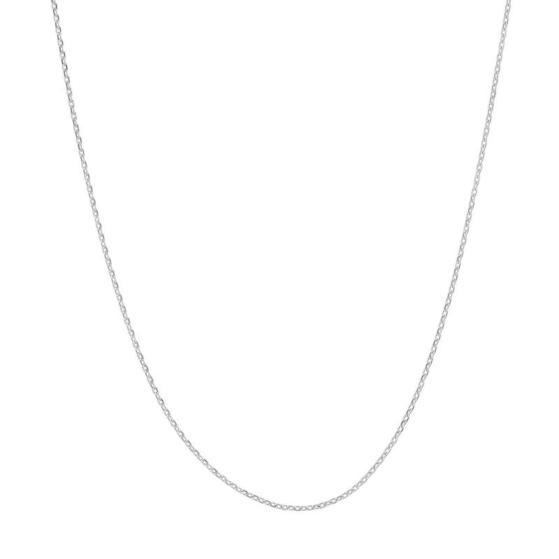 Curata 14k White Gold 0.65mm Diamond Cut Cable Chain Necklace (Spring Ring)