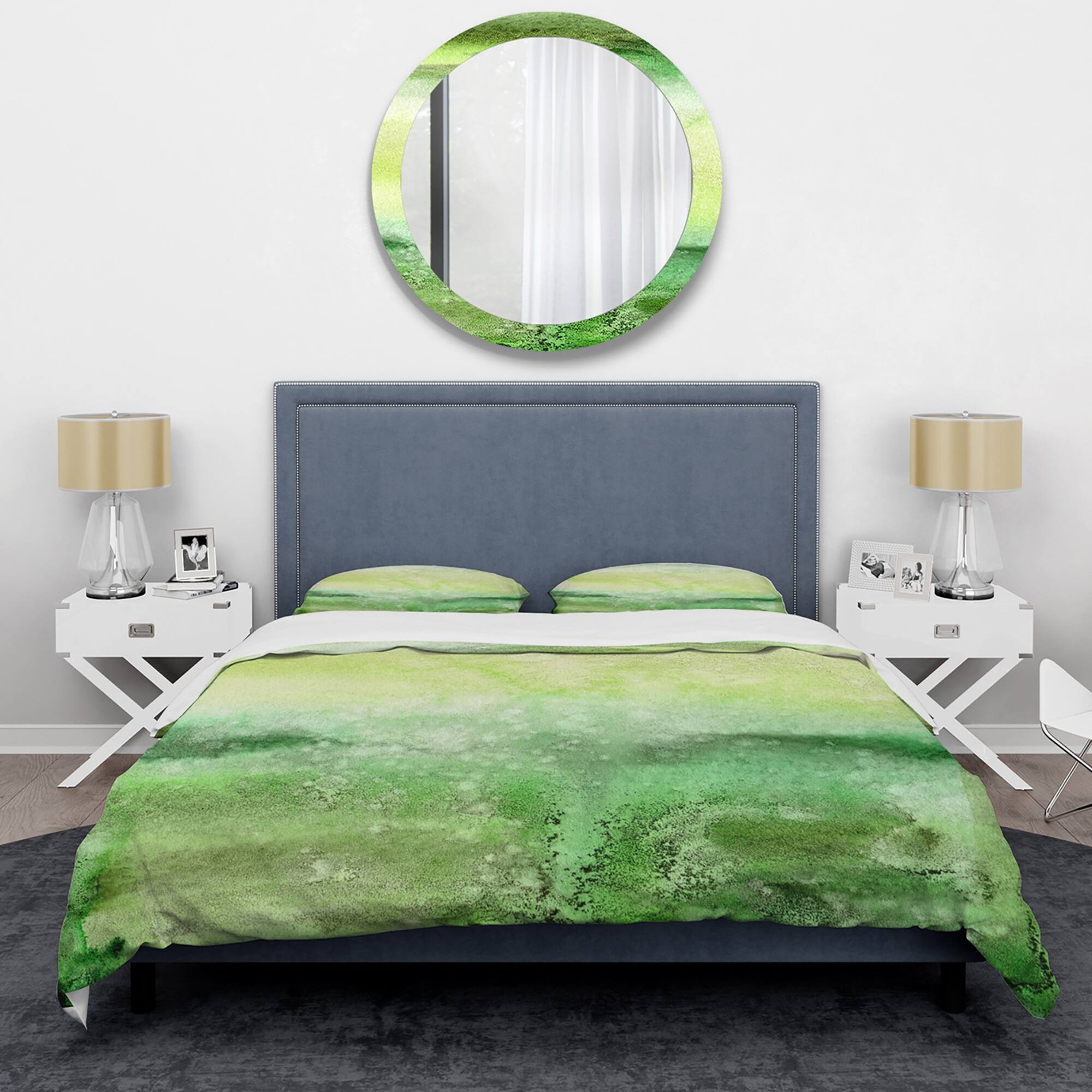 Designart 'Pastel Abstract With Dark Green & Beige Spots' Modern Duvet