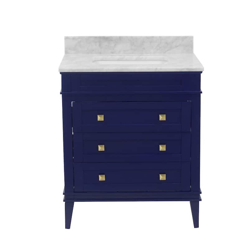 KitchenBathCollection Eleanor 30" Bathroom Vanity with Carrara Marble Top