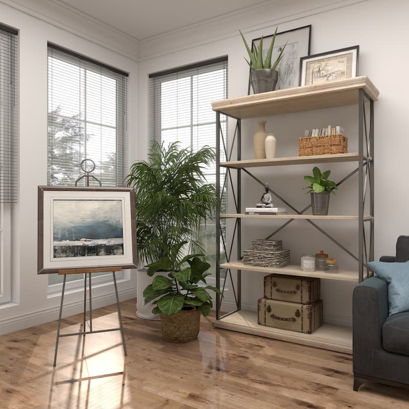 Metal Adjustable Display Easel with Chain Support and Wood Tray - Black - Roche River Decor