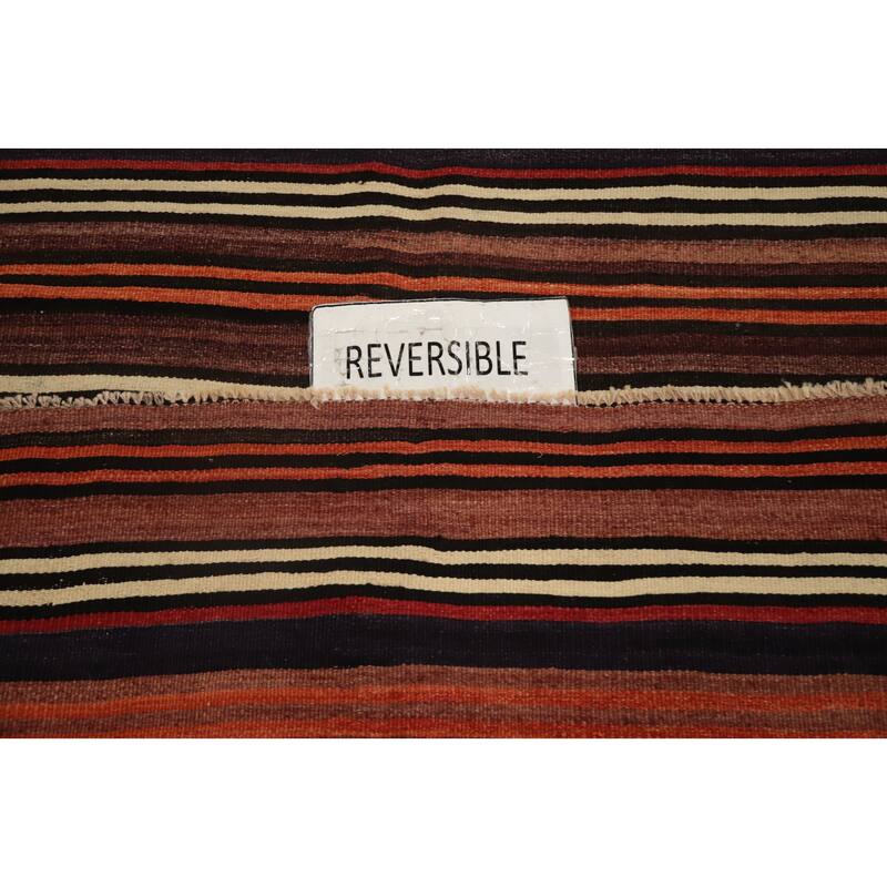 Hand Woven Oriental 100% Wool Carpet Southwestern Geometric Multi-Colored Kilim Area Rug - 10' 5'' X 5' 2''