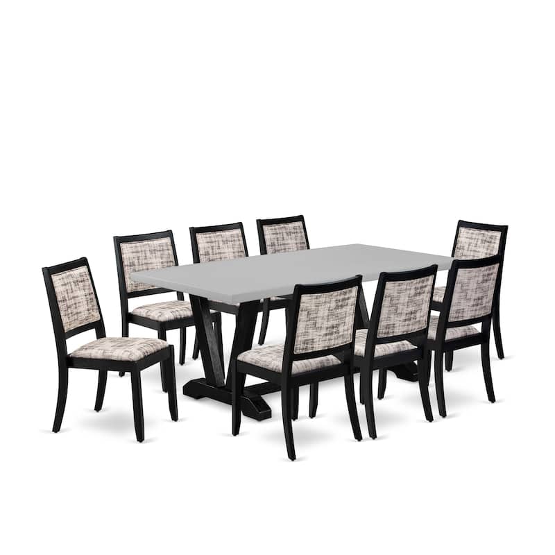 East West Furniture kitchen table set - a dinner table & Stackable dining chairs - Wire-brushed Black (Pieces & Seat Options) - V697X2630-9