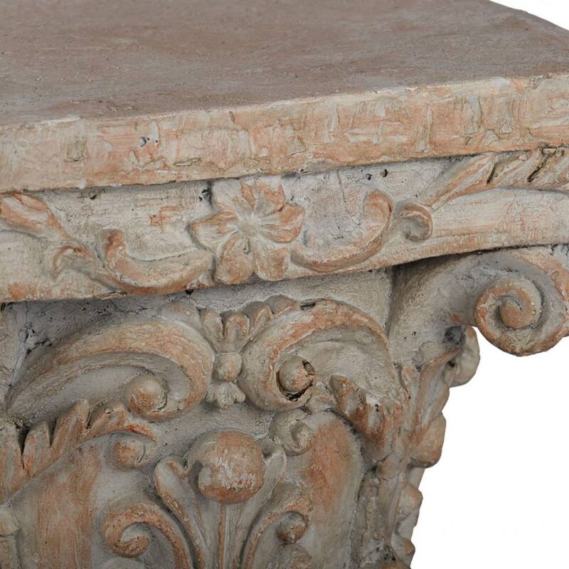 10" Beige and Brown Distressed Finish Pedestal