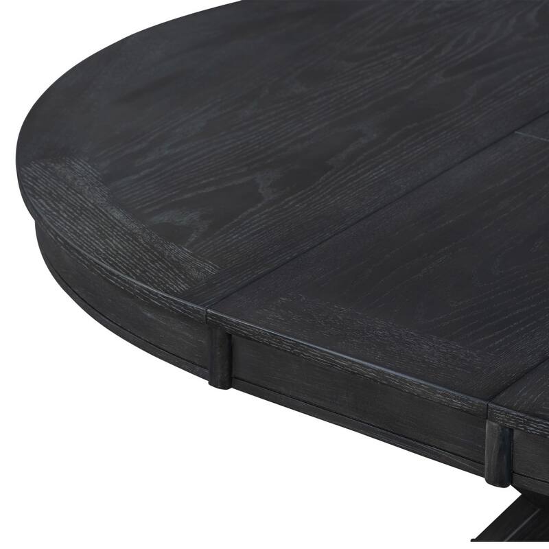 Functional Retro Extendable Solid Wood Dining Table with a 12" Leaf