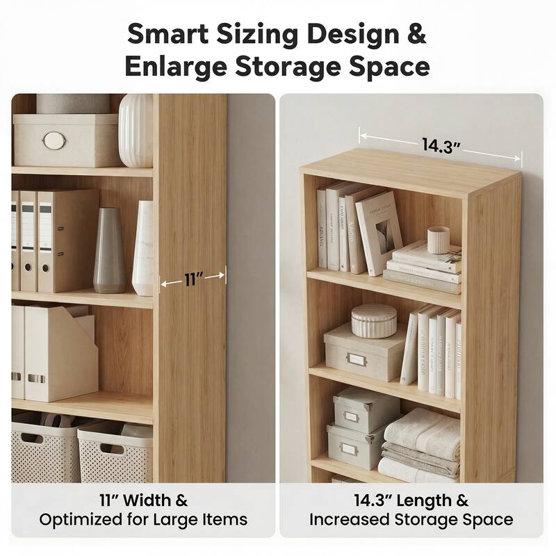 80"H Tall 6-Tier Bookcase With 2 Adjustable Shelves，Modern Open Storage Shelf for Home Office and Bedroom