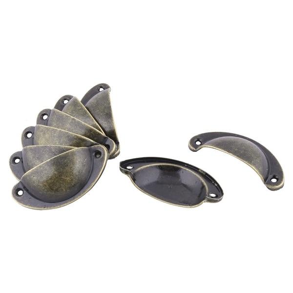 Unique Bargains Cupboard Iron Retro Style Shell Shape Pull Handle Bronze Tone 80x35x18mm 8pcs