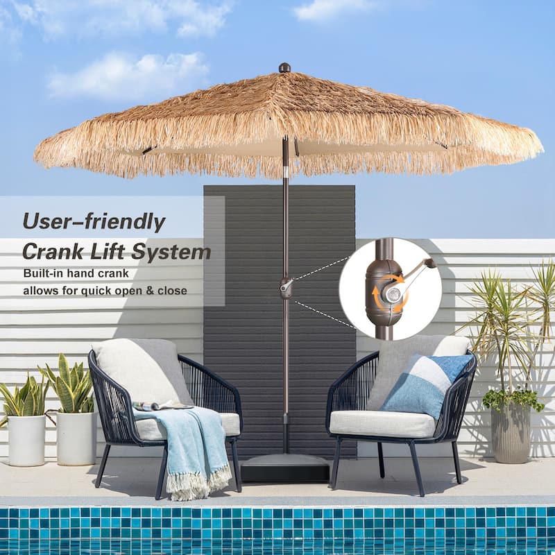 Aoodor 10FT Patio Umbrella Thatch Outdoor Umbrella