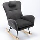 preview thumbnail 10 of 48, Modern Living Room Teddy Fabric Rocking Chair with Pocket and Headrest, Dark Green