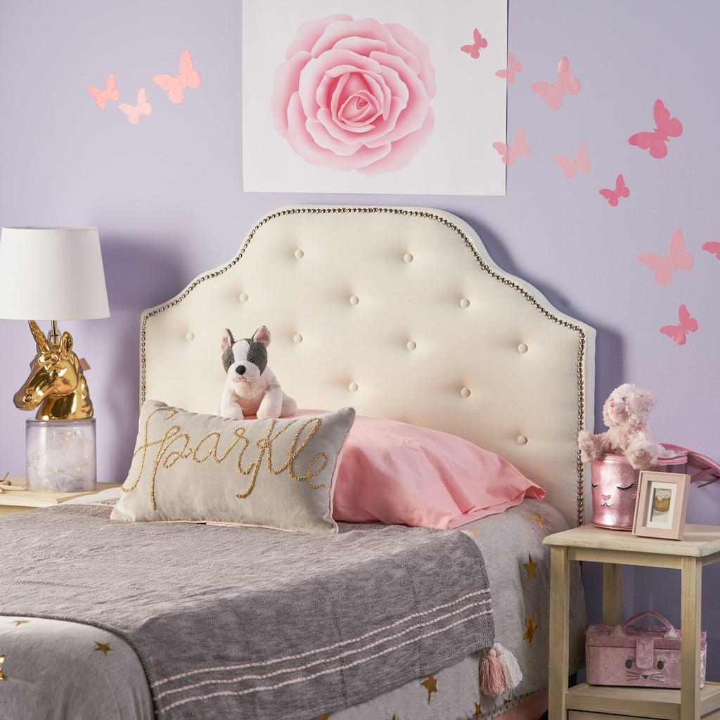 Tufted Upholstered Twin Headboard with Nailhead Trim, Adjustable Height, Button-Tufted Diamond Stitch Design