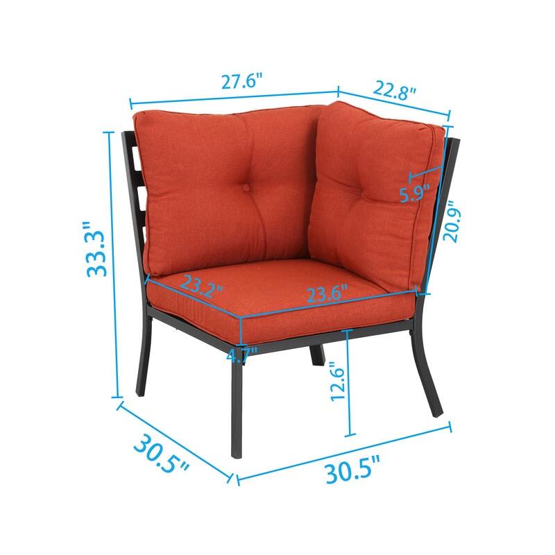 Patio Festival Outdoor Corner Chair with Red Cushion