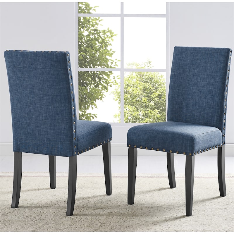 Fabric Dining Chairs with Nailhead Trim,Set of 2 - Blue
