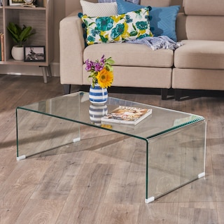 Ramona Solid Glass Rectangle Coffee Table by Christopher Knight Home - 39.37" D x 21.65" W x 14" H