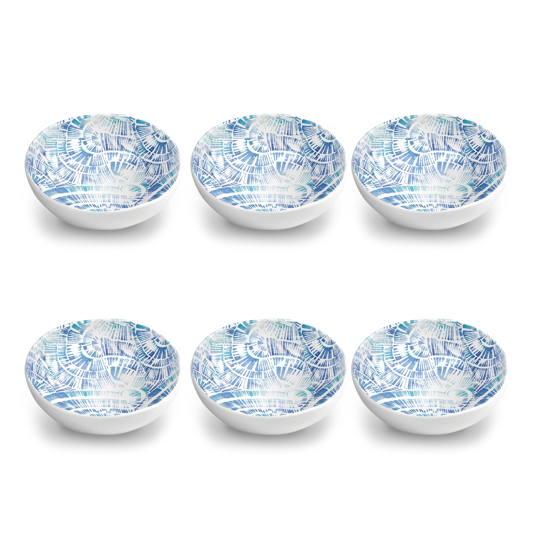 Abode Homewares Coastal Scallops Melamine Bowl - Blue - 7" - Set of 6