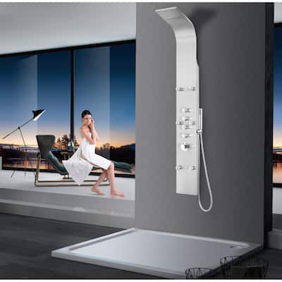 Nilus Modern Shower Panel in Brushed Stainless Steel
