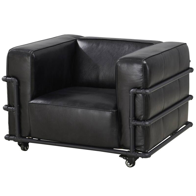 Henry Industrial Modern Leather Arm Chair (2 Colors Available)
