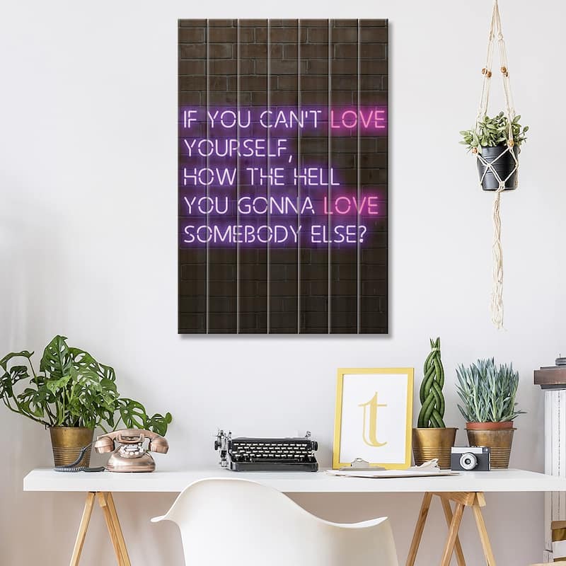 If You Can't Love Yourself Rupaul Neon Print On Wood by FisherCraft - Multi-Color