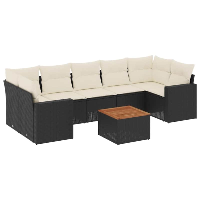 vidaXL Patio Sofa Set with Cushions Outdoor Furniture 8 Piece Poly Rattan - 25.8 x 24.4 x 27.2