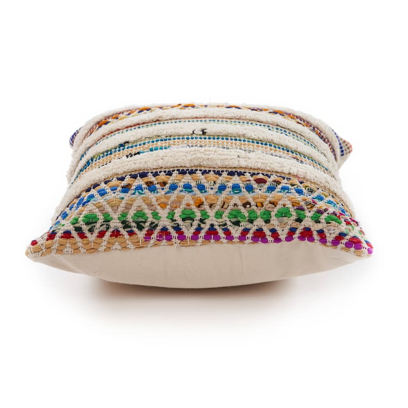 Sevita White Chevron Striped Multi Throw Pillow 18 inch