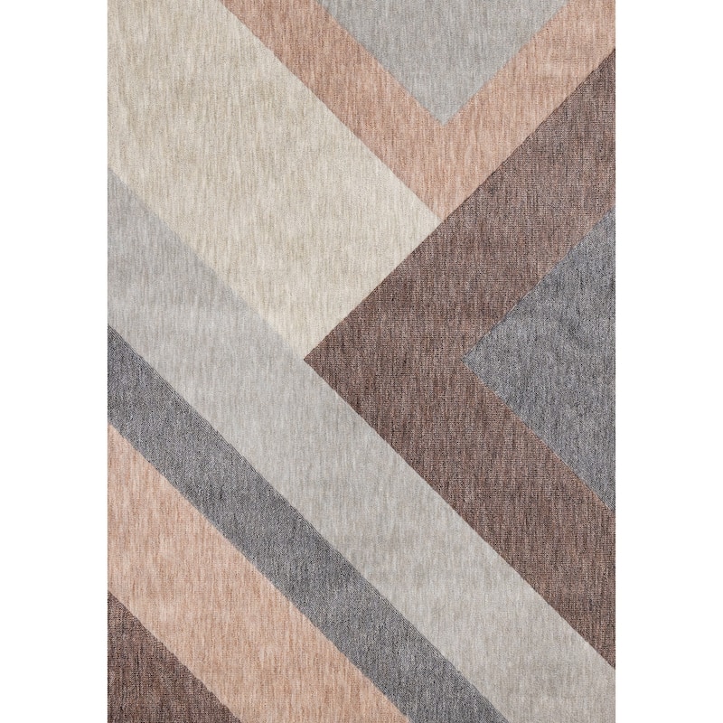 Caro Collection - Recycled Polyester Geometric Pink Taupe Area Rug - 5'3" x 7'7"
