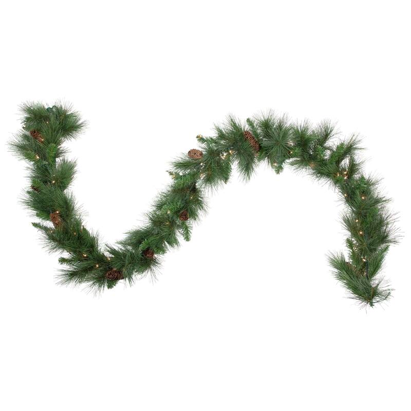 9' x 12" White Valley Pine Artificial Christmas Garland Clear Lights