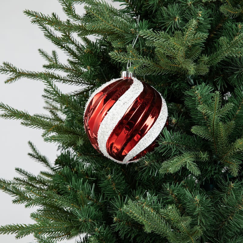 Glitzhome 18ct Christmas Red & Green Glitter Snowman Ball Shatterproof Ornaments