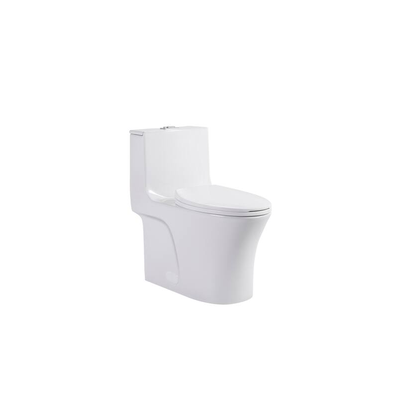 1.1/1.6 GPF Tornado Flush One-Piece Toilet Elongated, Siphonic S-trap 12",Button on Tank top,Chair Seat ADA Height 17"