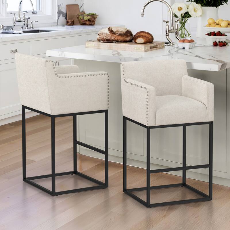 Modern Counter Height Bar Stools Fabric Upholstered Counter Stool